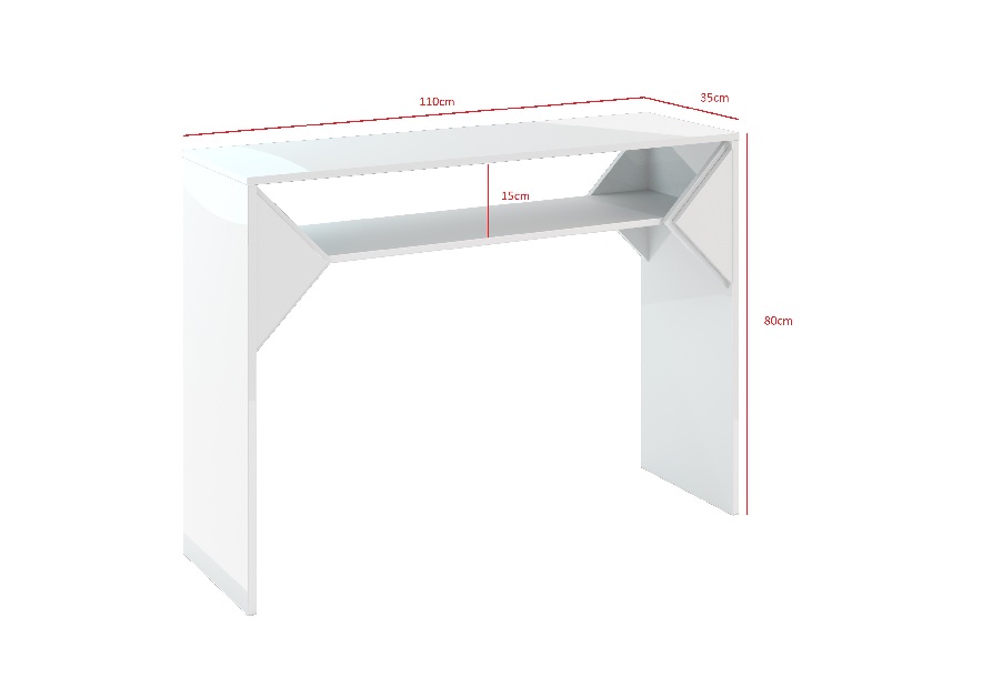 Măsuță consolă Tonfir (alb lucios)