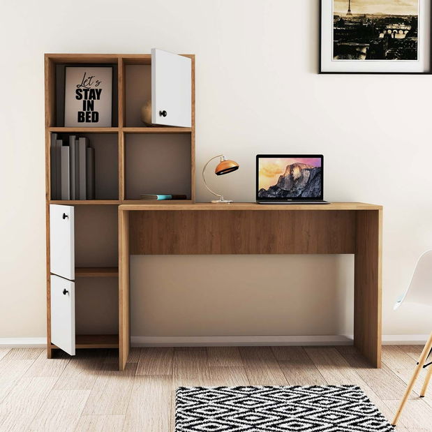 Masă PC Salvatore (Stejar + Alb) *vânzare stoc