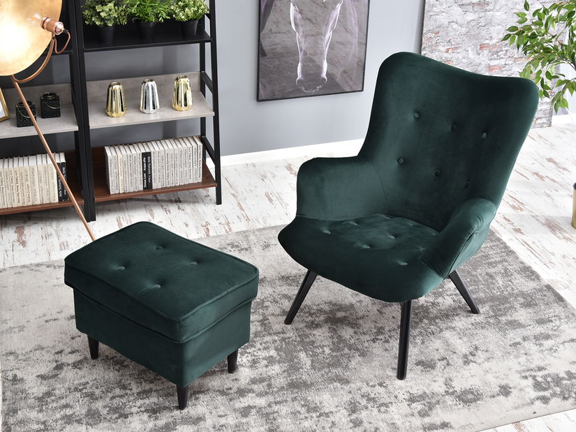 Dizajnové kreslo Florentino (tmavozelená + buk)