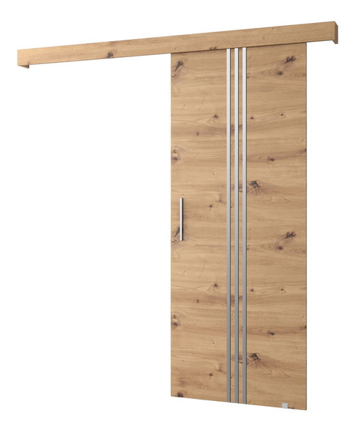 Klizna vrata 90 cm Sharlene V (hrast artisan + hrast artisan + srebrna)
