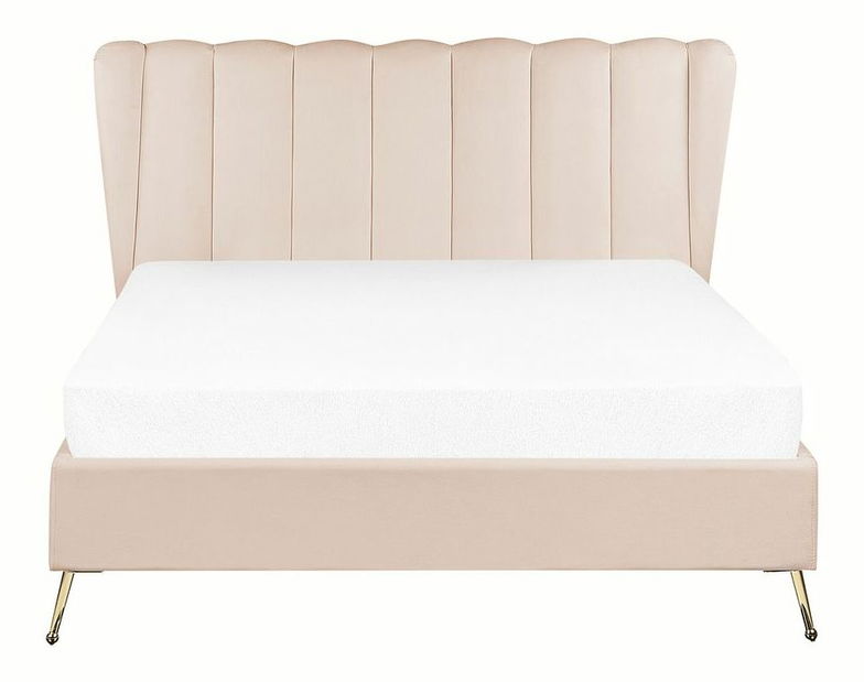 Pat matrimonial 140 cm Mirabell (bej) (cu somieră) (cu port USB)