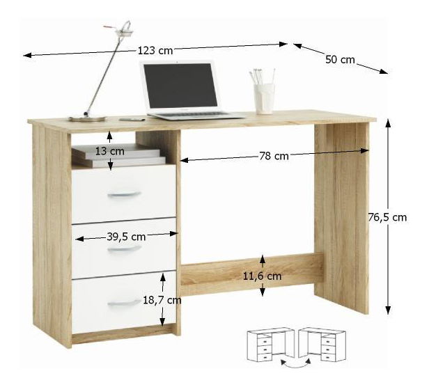 PC stolić Taula 101000 (Hrast Sonoma+bijela) (L/D) 
