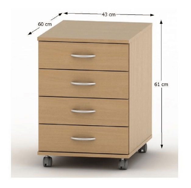 Kerekes szekrény Asista AS 015 bükk