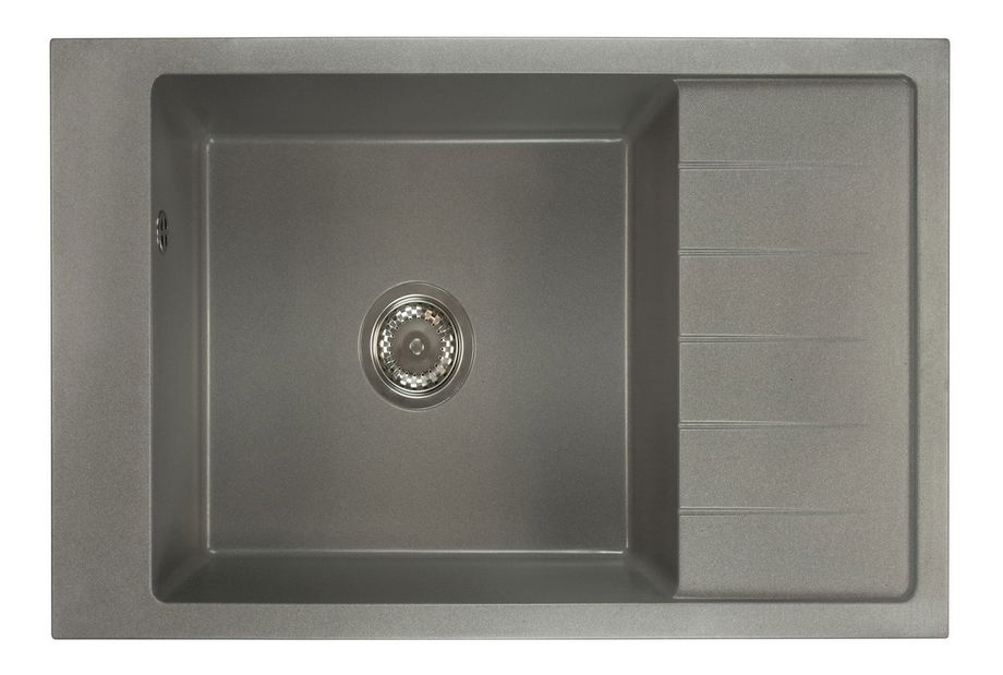 Kuchynský drez Lurano (sivá) (s 2 otvormi pre batériu) (P)