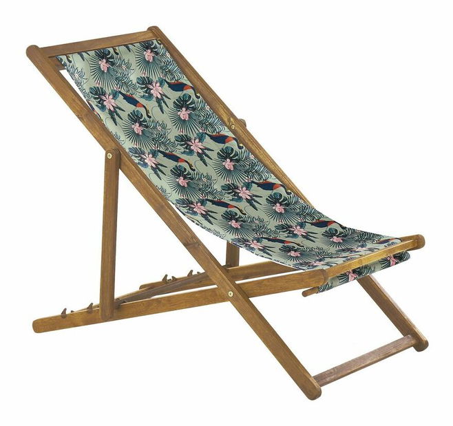 Set 2 buc șezlong de grădină cu huse de rezervă Antio (lemn deschis multicolor)