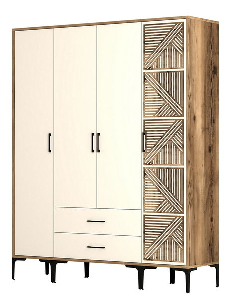 Šatníková skriňa Kiara STP (orech + krémová)