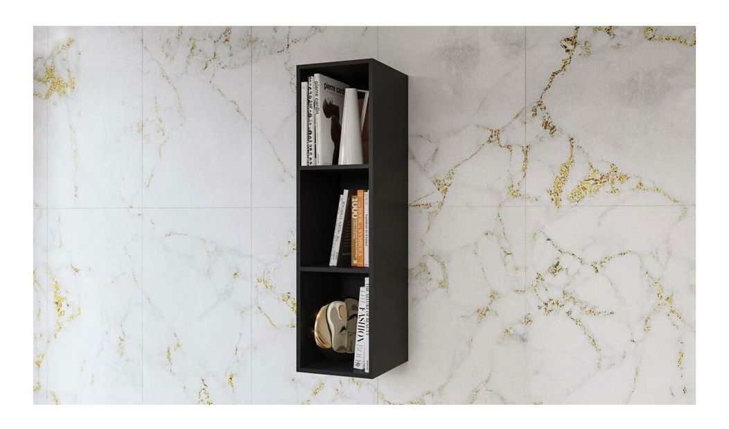 Závesný regál Henry Typ 87 (čierny + čierny vysoký lesk)