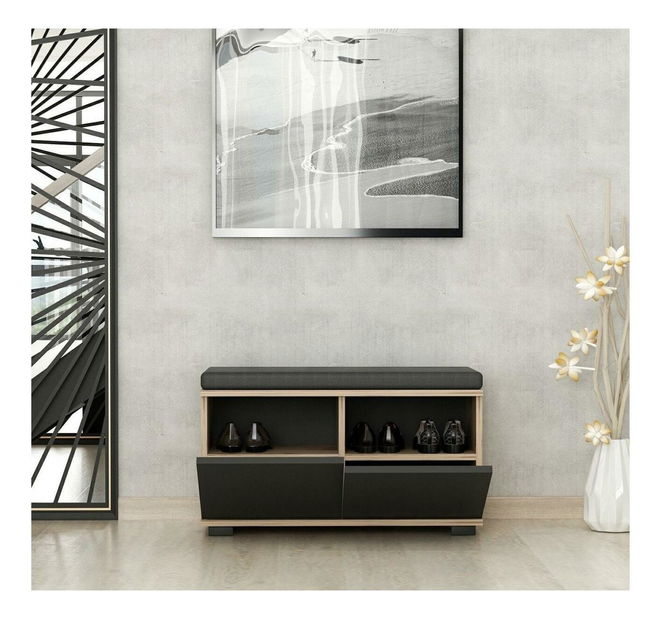 Cipősszekrény Dragan (dió + fekete)