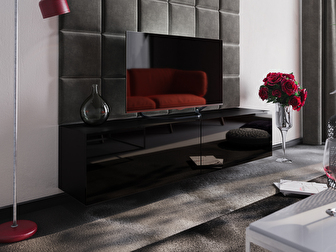 Mobilier living Mogan (negru + negru lucios)