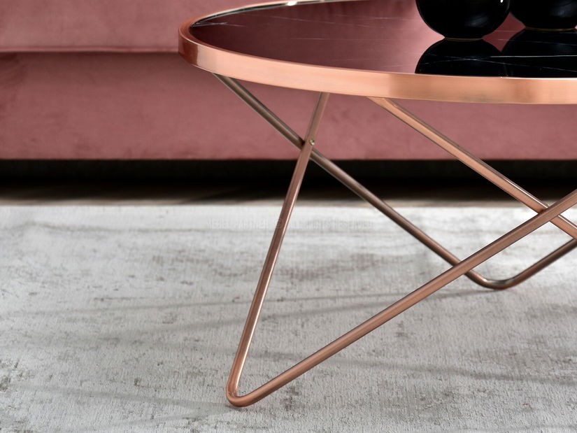 Konferenčný stolík Armin Xl (čierny mramor + medená)