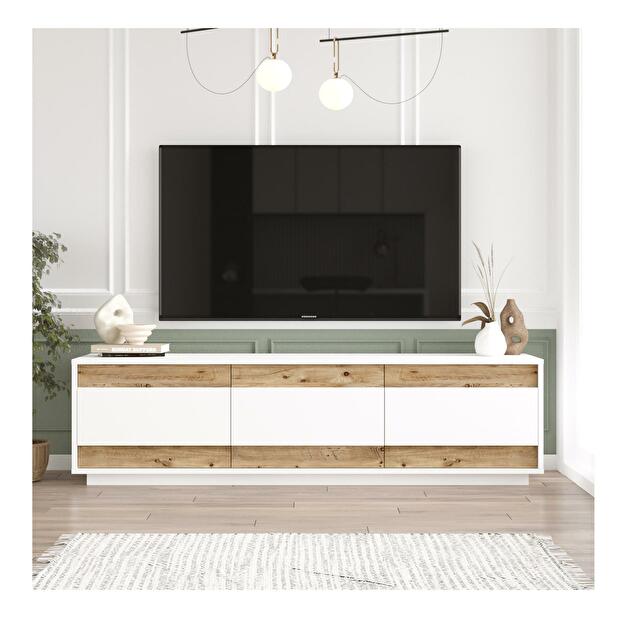TV asztal/szekrény Milupe (fehér + atlanti fenyő) 