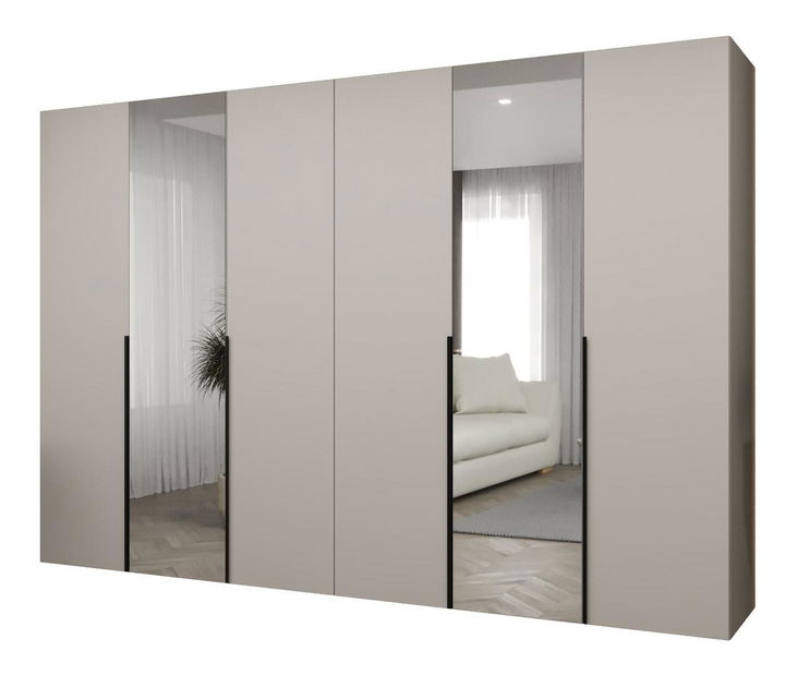 Ruhásszekrény 300 cm Alice 2 (kasmír + fekete)