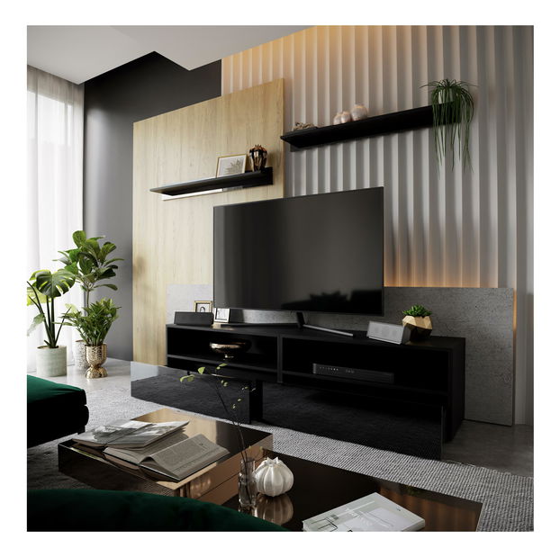 Nappali fal Berny 48 (fekete + fényes fekete)