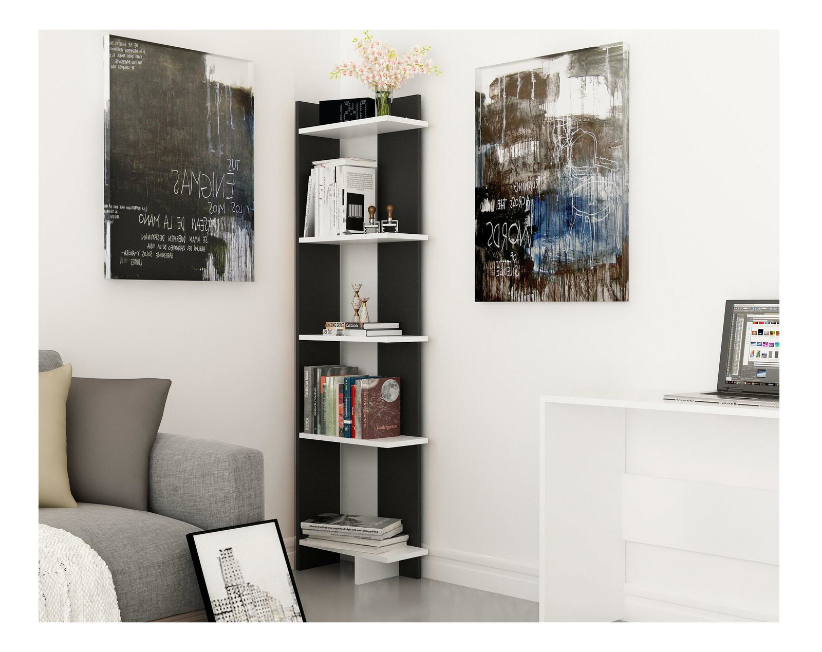 Regál Alexisa (čierna + biela)