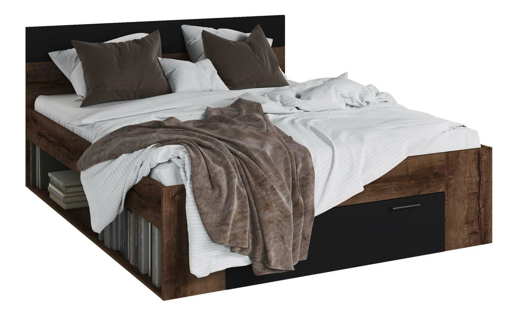 Bračni krevet 160 cm Benson Tip 91 (hrast monastery + crna) 