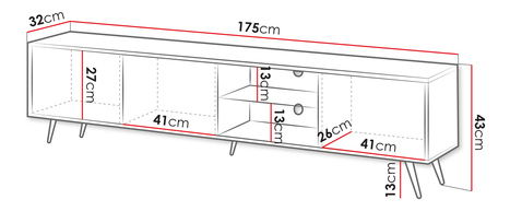 Dulap TV Torkana 175 (Negru) (cu iluminat LED alb)