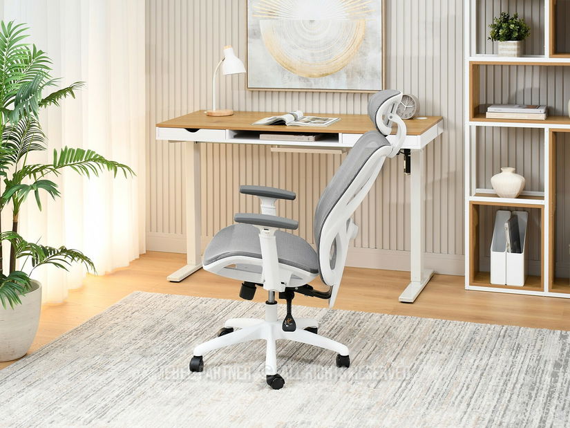 Fotoliu de birou Derenis (gri + alb)