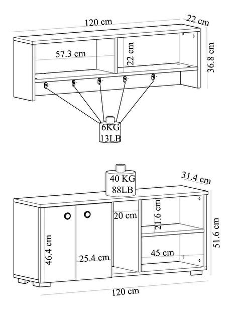 Mobilier Hol Vabite 1 (alb + stejar zafir) 