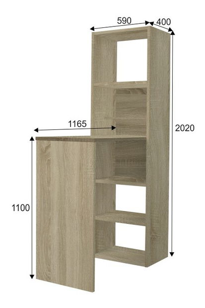 Regál s barovým pultom Alano (dub sonoma)