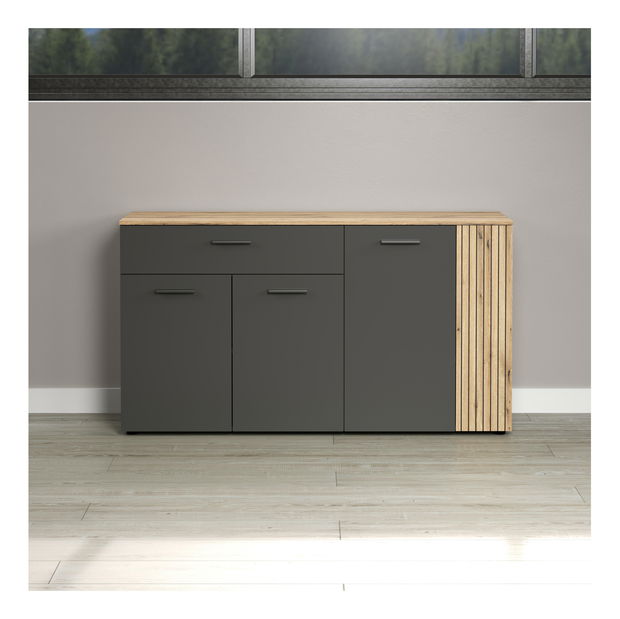 Komoda Esferas 2 (grafit + hrast evoke) 