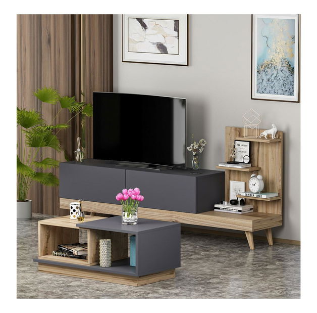 Set mobilier living Dizajn (antracit + nuc)