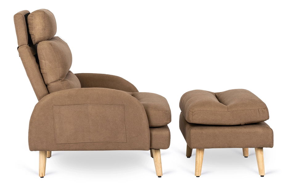 Podesiva fotelja Hondurenas (smeđa) (s tabureom)