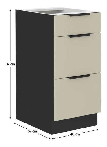 Dulap de bucătarie inferior Arikona 40 D 3S BB (cașmir + negru)