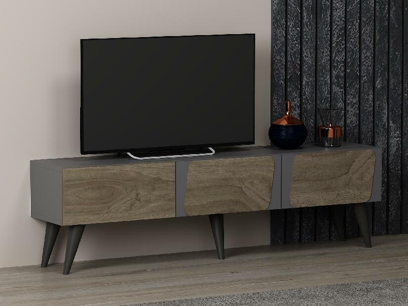 TV asztal/szekrény Sepiva (antracit + dió) 