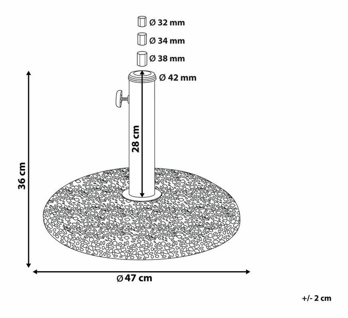 Stojan na zahradný dáždnik 47 cm ELFIR (betón) (biela)