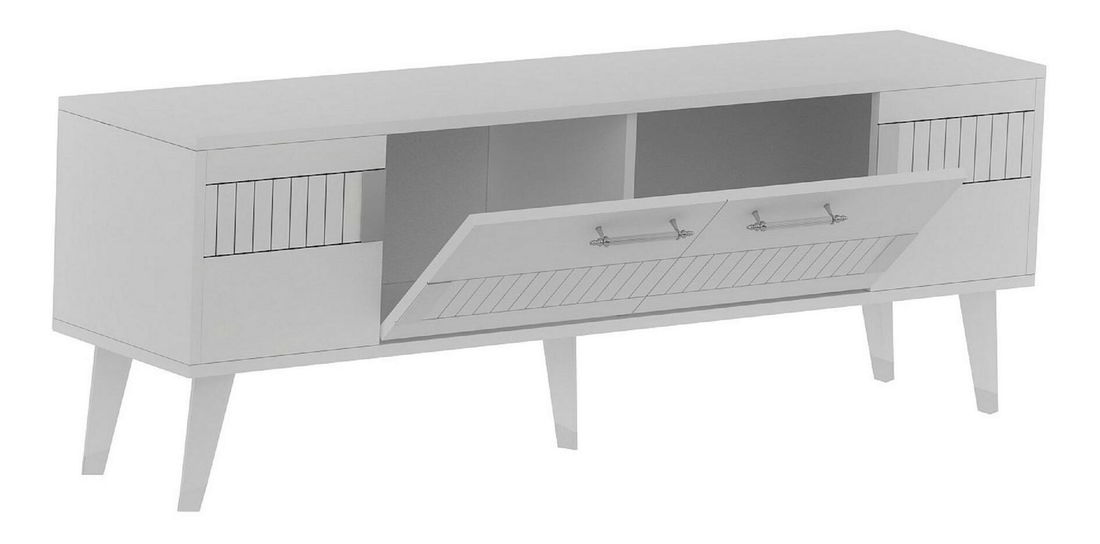 TV asztal/szekrény Lotoka 2 (fehér + ezüst) 