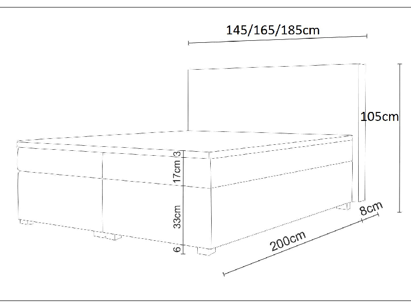 Manželská posteľ Boxspring 140 cm Simon Comfort (sivá) (s matracom, bez úložného priestoru)