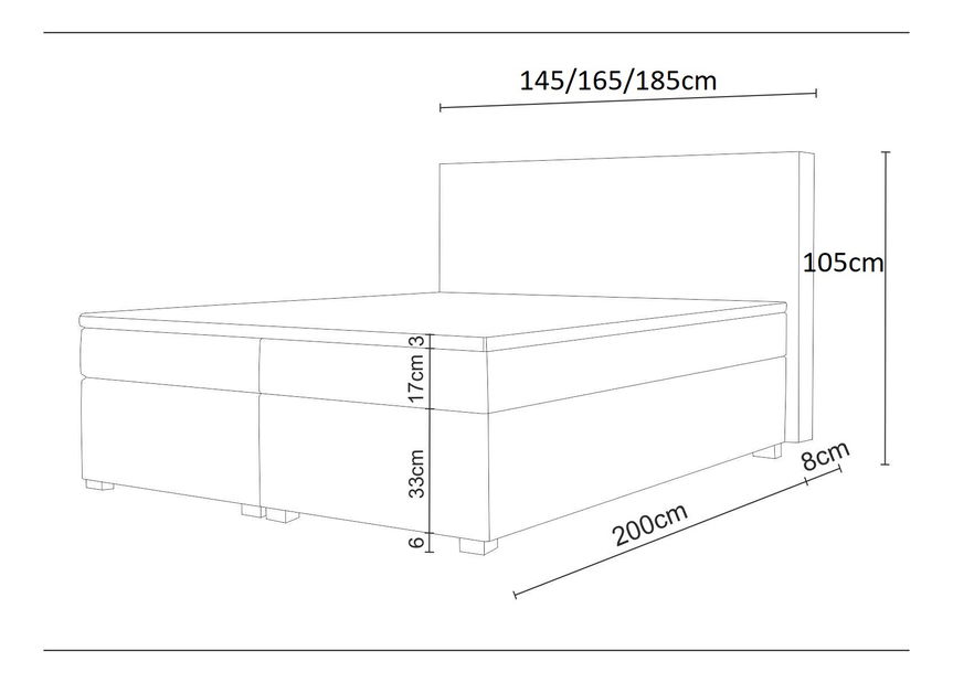 Pat matrimonial Boxspring 140 cm Simon (mentă) (cu saltea, fără sp. depozitare)
