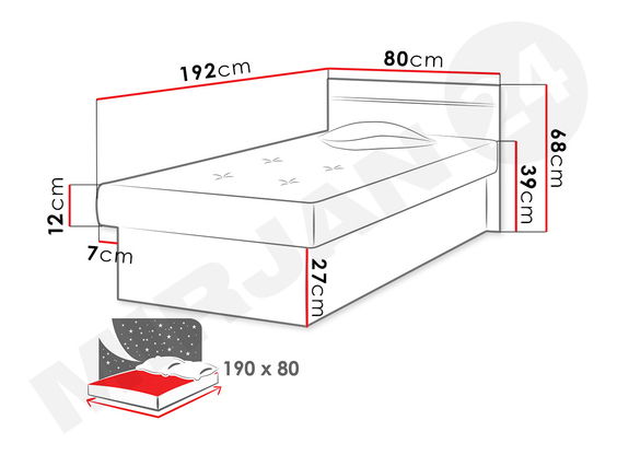 Posteľ Marcel (dub sonoma) (Suedine 29)