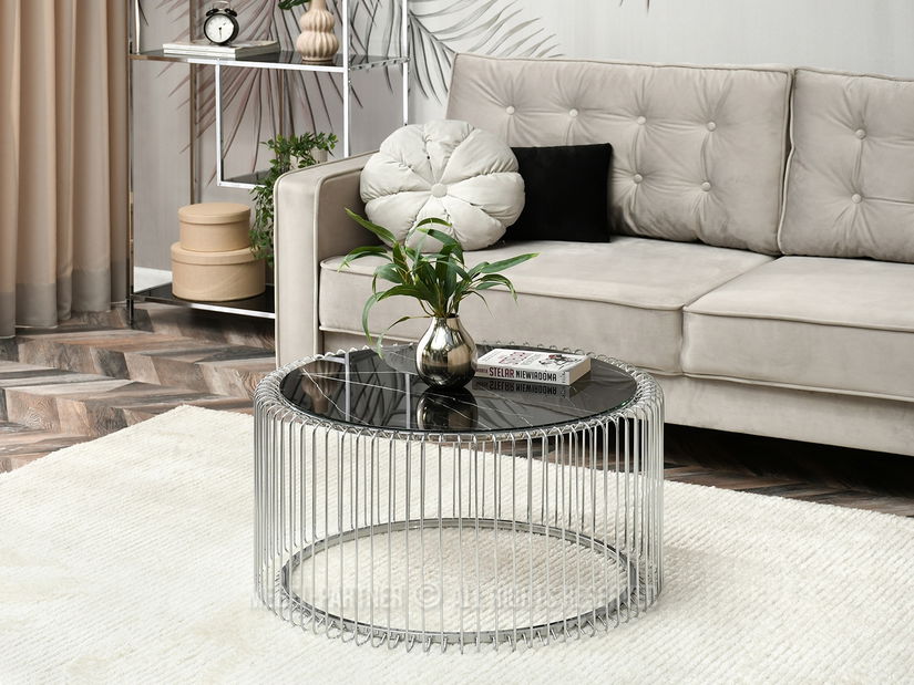 Măsuță de cafea Nils Xl (marmură neagră + crom)