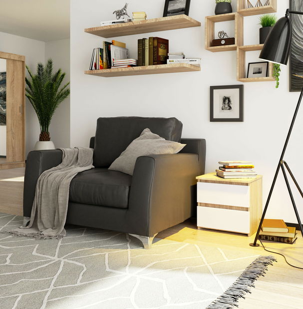 Noćni stolić Cleania CL2 (hrast sonoma + bijela)