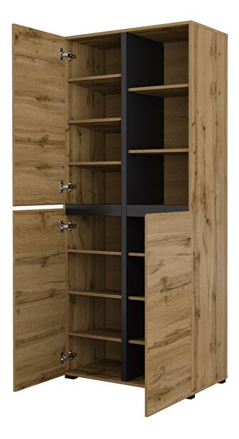 Dulap cu rafturi Crossroad H N88 (stejar wotan + negru)