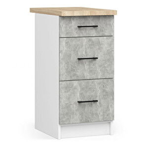 Alsó konyhaszekrény Organo 40 3S (fehér + beton)