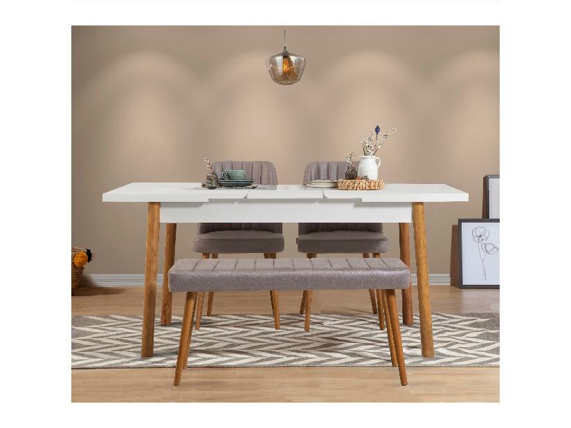 Set mobilier sufragerie Dobuse 2 (pin atlantic + alb + gri) (pentru 4 persoane)