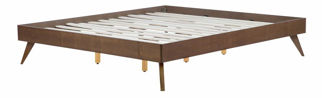 Pat matrimonial 180 cm BERRY (cu somieră) (lemn închis)