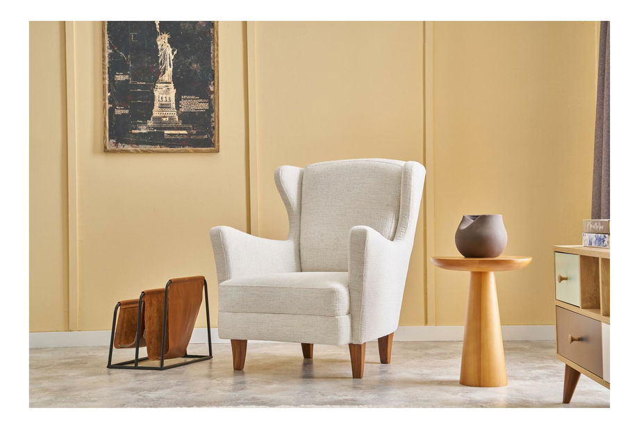 Kreslo ušiak Lusitania 2 (krémová + orech)