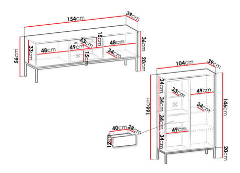 Namještaj za dnevni boravak Dernas II (grafit + hrast wotan)