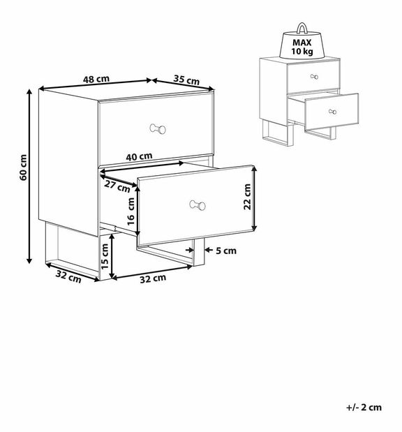 Nočný stolík Nesie (strieborná)