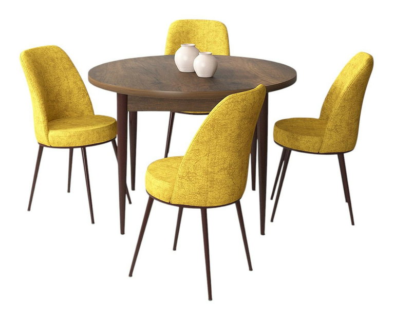 Set dining Torra (nuc baroc + muștar) (pentru 4 persoane)