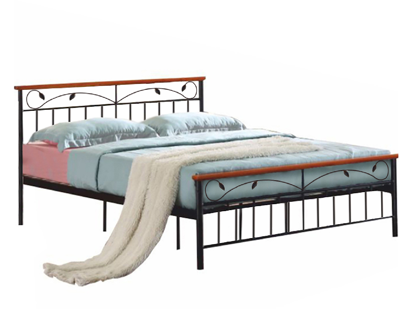 Bračni krevet 160 cm Myles 160 (crna + trešnja) (s rešetkom)