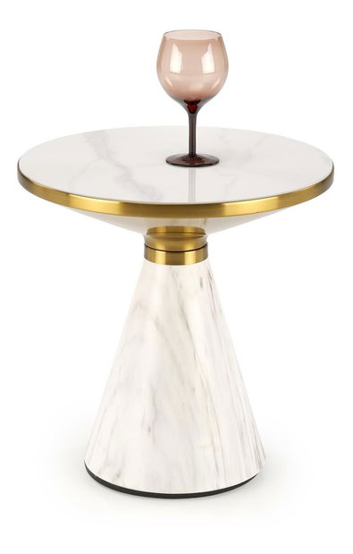 Konferenčný stolík Toby (biely mramor + zlatá)