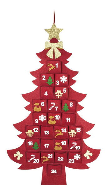 Plstený adventný kalendár stromček RXL 452 (červená)