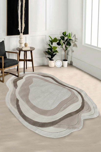 Koberec 160 x 230 cm Amora (biela + hnedá)