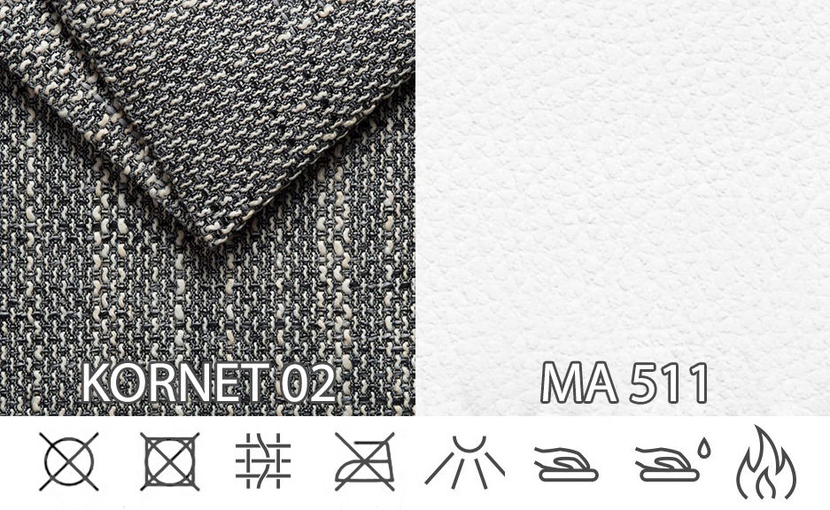 Rohová sedačka Monarda (sivá + biela) (s taburetkou) (P)