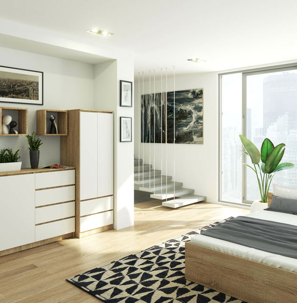 Šatníková skriňa Suman (dub sonoma + biela)