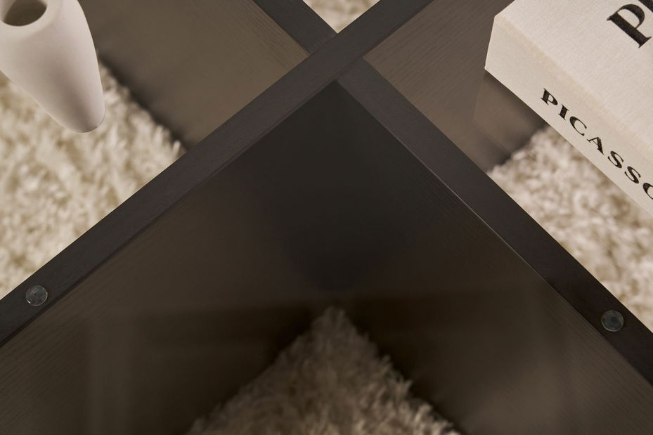 Măsuță cafea Aorte (lemn Negru + sticlă fumurie)